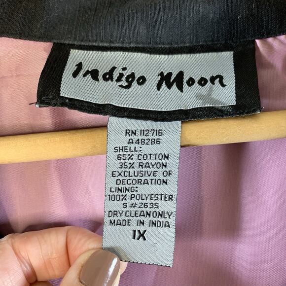 Indigo Soul Womens Statement Blazer Sz 1X Embroidered Floral Whimiscal Artsy - Picture 15 of 16